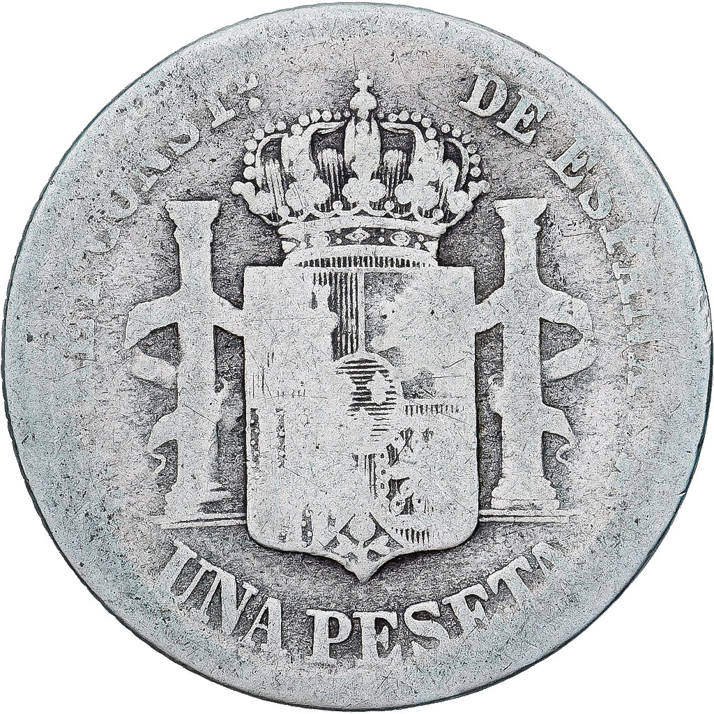 Münze, Spanien, Alfonso XIII, Peseta, 1889, Madrid, GE+, Silber, KM:691