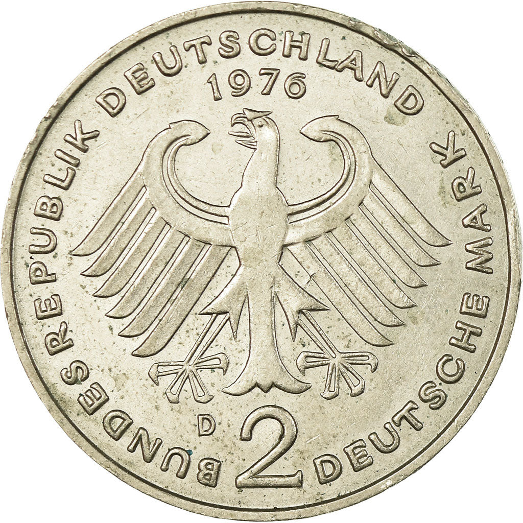 Coin, GERMANY - FEDERAL REPUBLIC, 2 Mark, 1976, Munich, EF(40-45), Copper-Nickel