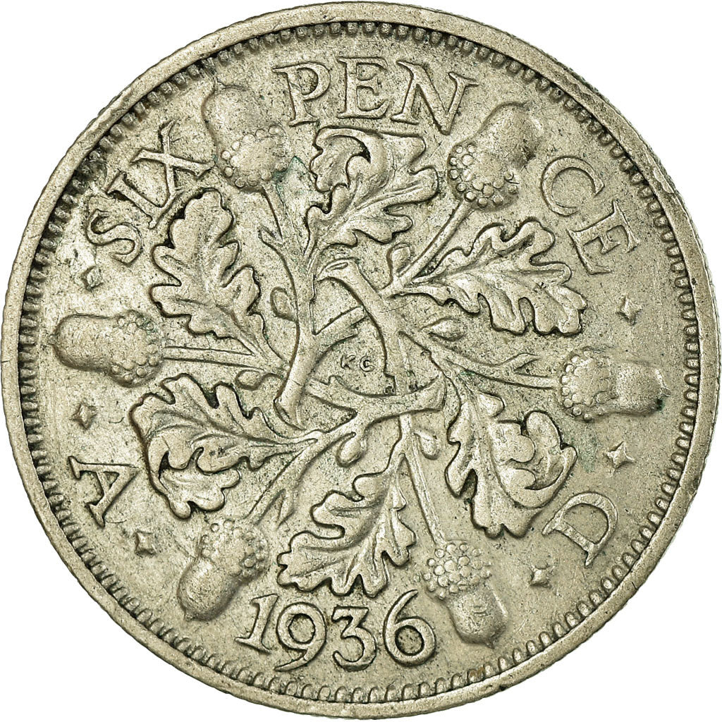 Moeda, Grã-Bretanha, George V, 6 Pence, 1936, EF(40-45), Prata, KM:832