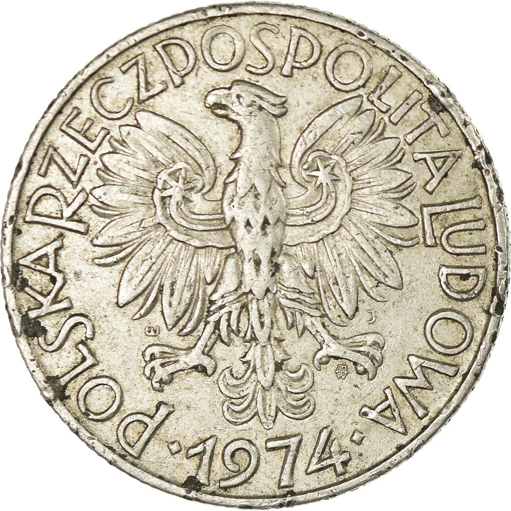Münze, Polen, 5 Zlotych, 1974, Warsaw, S+, Aluminium, KM:47
