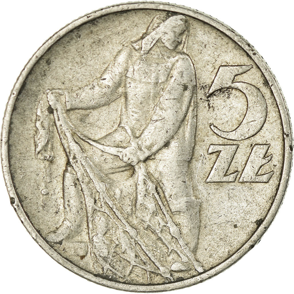 Münze, Polen, 5 Zlotych, 1974, Warsaw, S+, Aluminium, KM:47