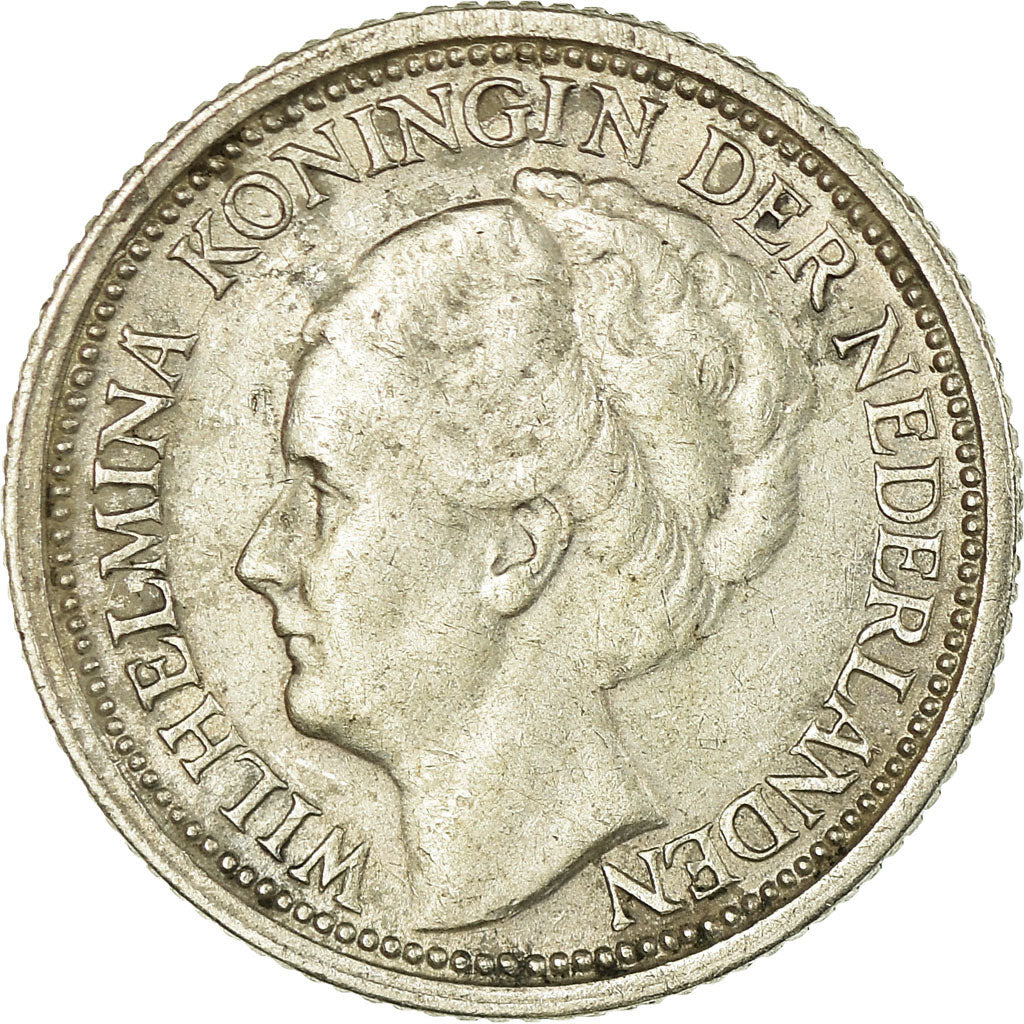 Moneda, Países Bajos, Wilhelmina I, 10 Cents, 1937, MBC+, Plata, KM:163