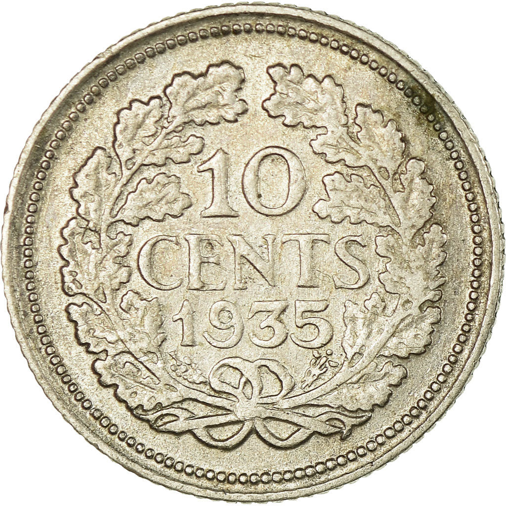 Coin, Netherlands, Wilhelmina I, 10 Cents, 1935, EF(40-45), Silver, KM:163