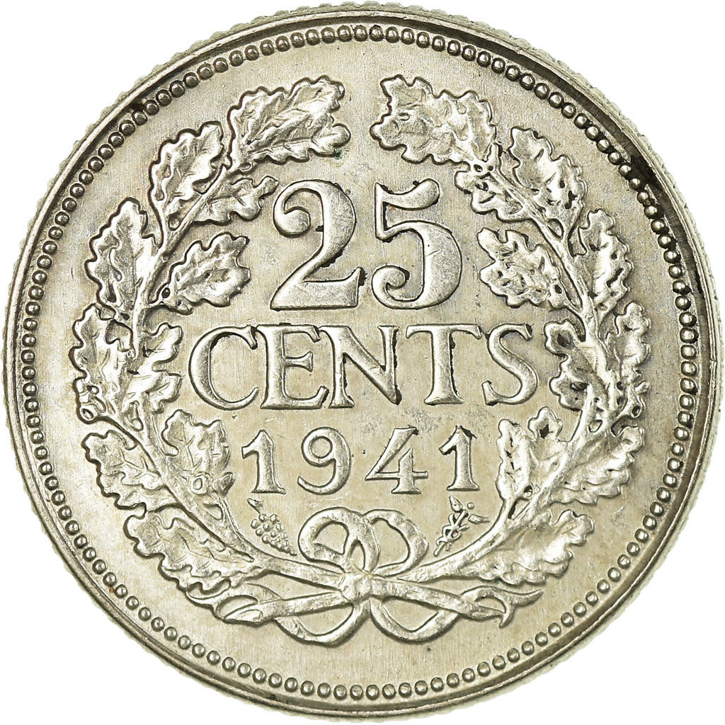 Monnaie, Pays-Bas, Wilhelmina I, 25 Cents, 1941, TTB+, Argent, KM:164