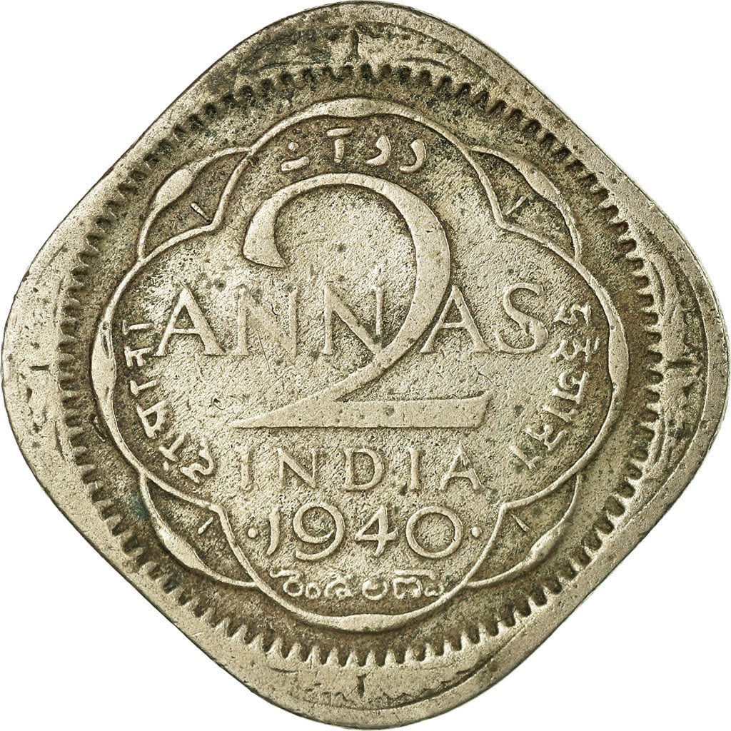 Moneta, INDIA - BRITANNICA, George VI, 2 Annas, 1940, MB, Rame-nichel, KM:542