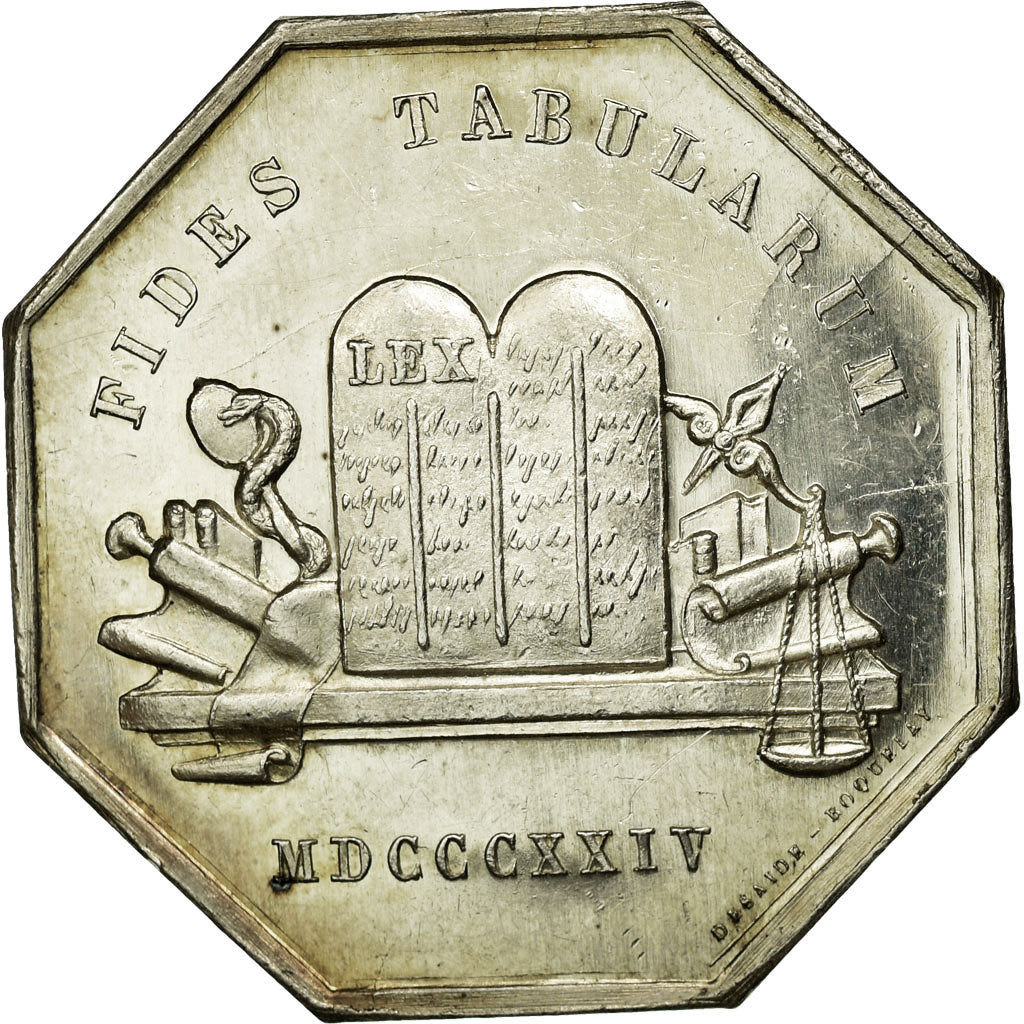 France, Token, Notary, 1824, MS(63), Silver, Lerouge:99d