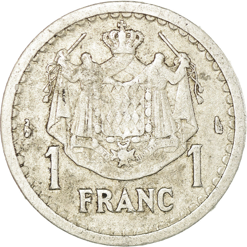 Moneta, Monaco, Louis II, Franc, Undated (1943), VF(30-35), Aluminium, KM:120