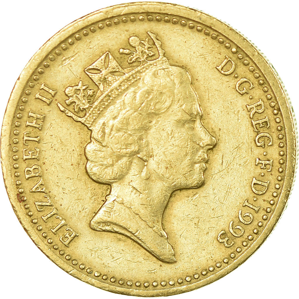 Moneda, Gran Bretaña, Elizabeth II, Pound, 1993, MBC, Níquel - latón, KM:964