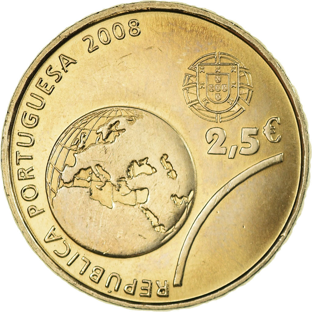 Portugal, 2-1/2 Euro, 2008, Lisbon, AU(55-58), Miedź-Nikiel, KM:790