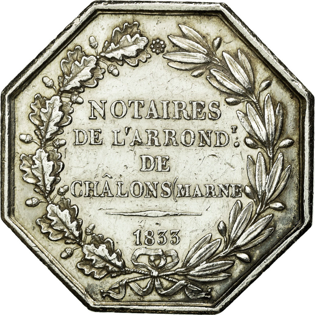 France, Token, Notary, 1833, AU(50-53), Silver, Lerouge:72