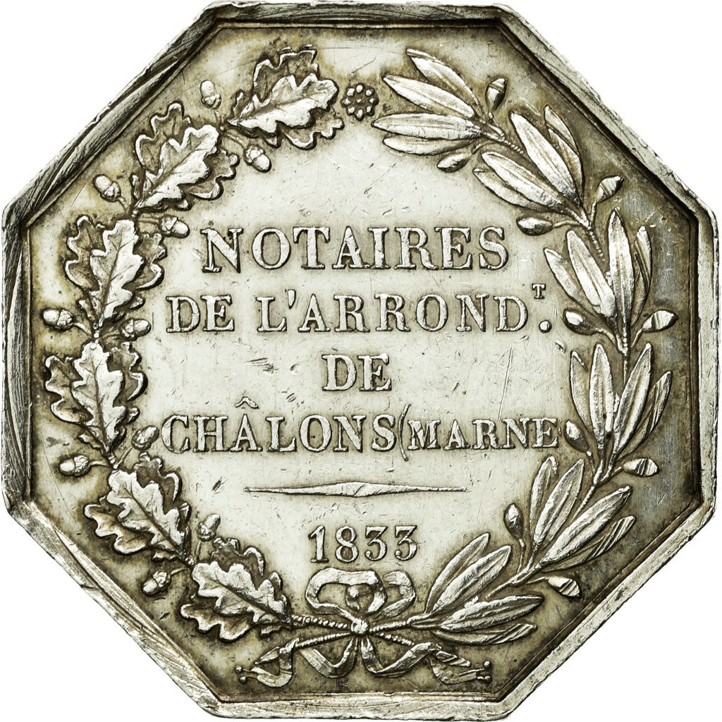France, Token, Notary, 1833, AU(50-53), Silver, Lerouge:72
