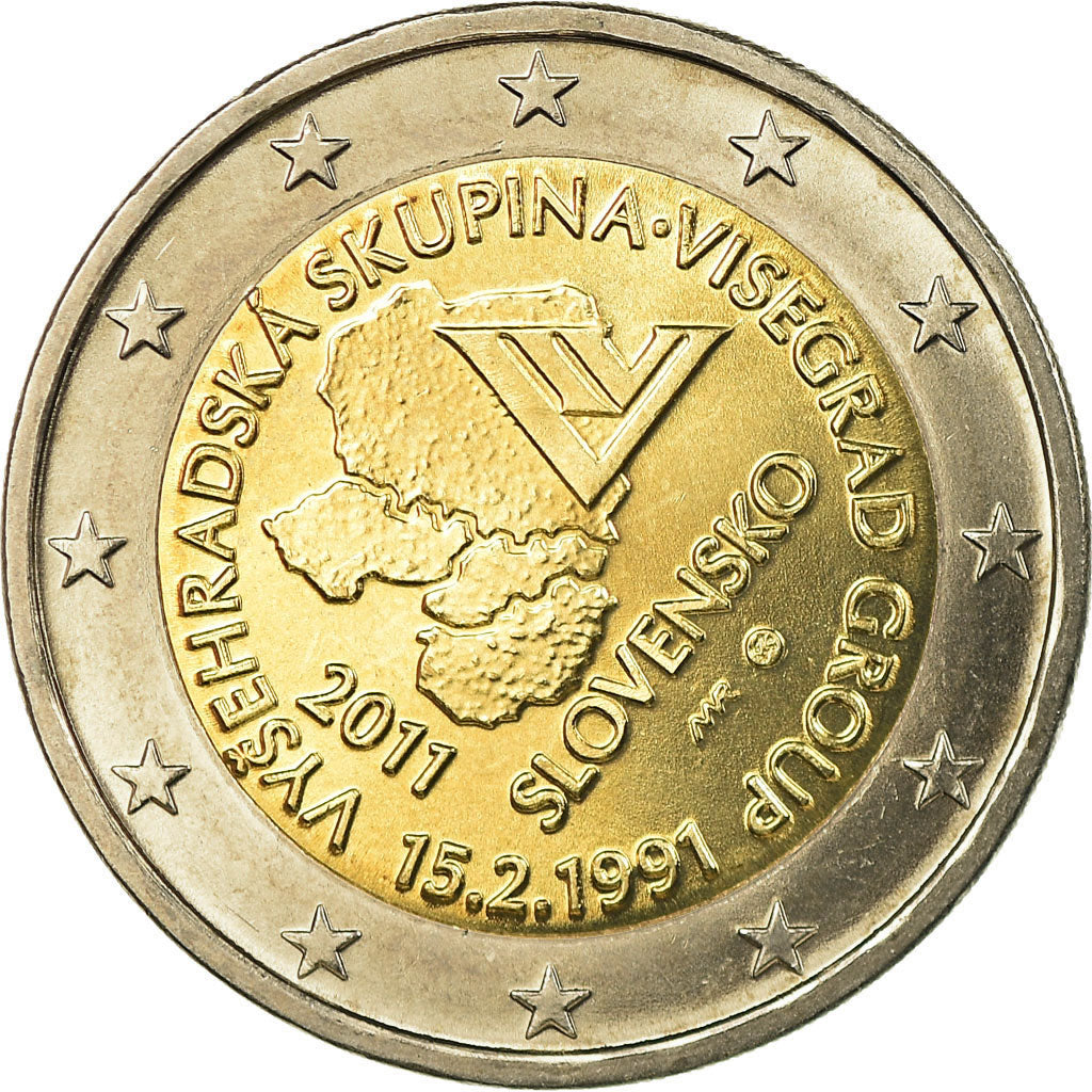 Słowacja, 2 Euro, Visegrad Group, 20th Anniversary, 2011, Kremnica, AU(55-58)