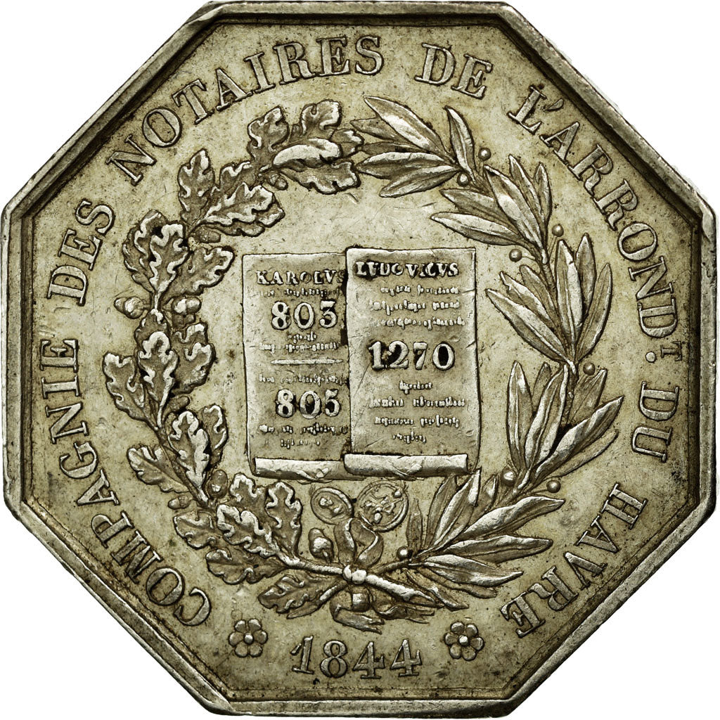 France, Token, Notary, 1844, AU(50-53), Silver, Lerouge:146