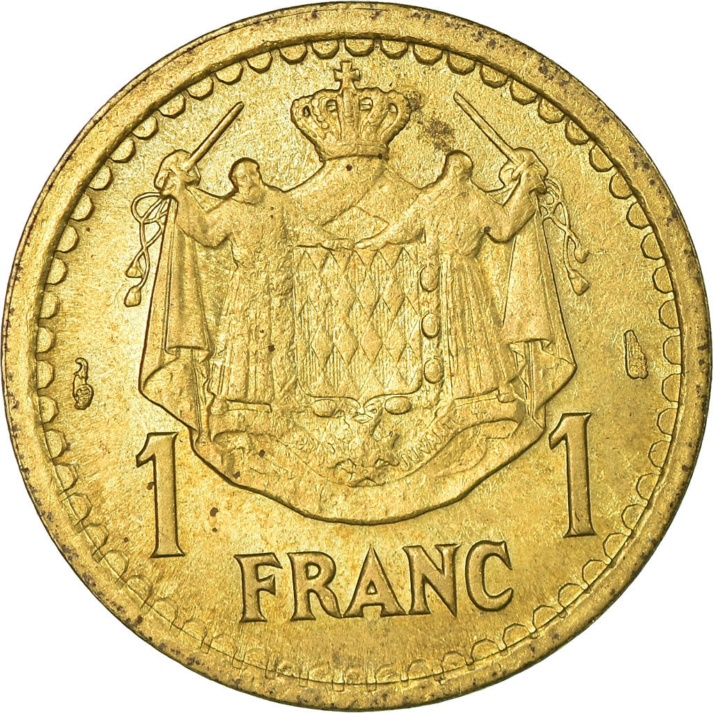Coin, Monaco, Louis II, Franc, Undated (1943), EF(40-45), Aluminum-Bronze
