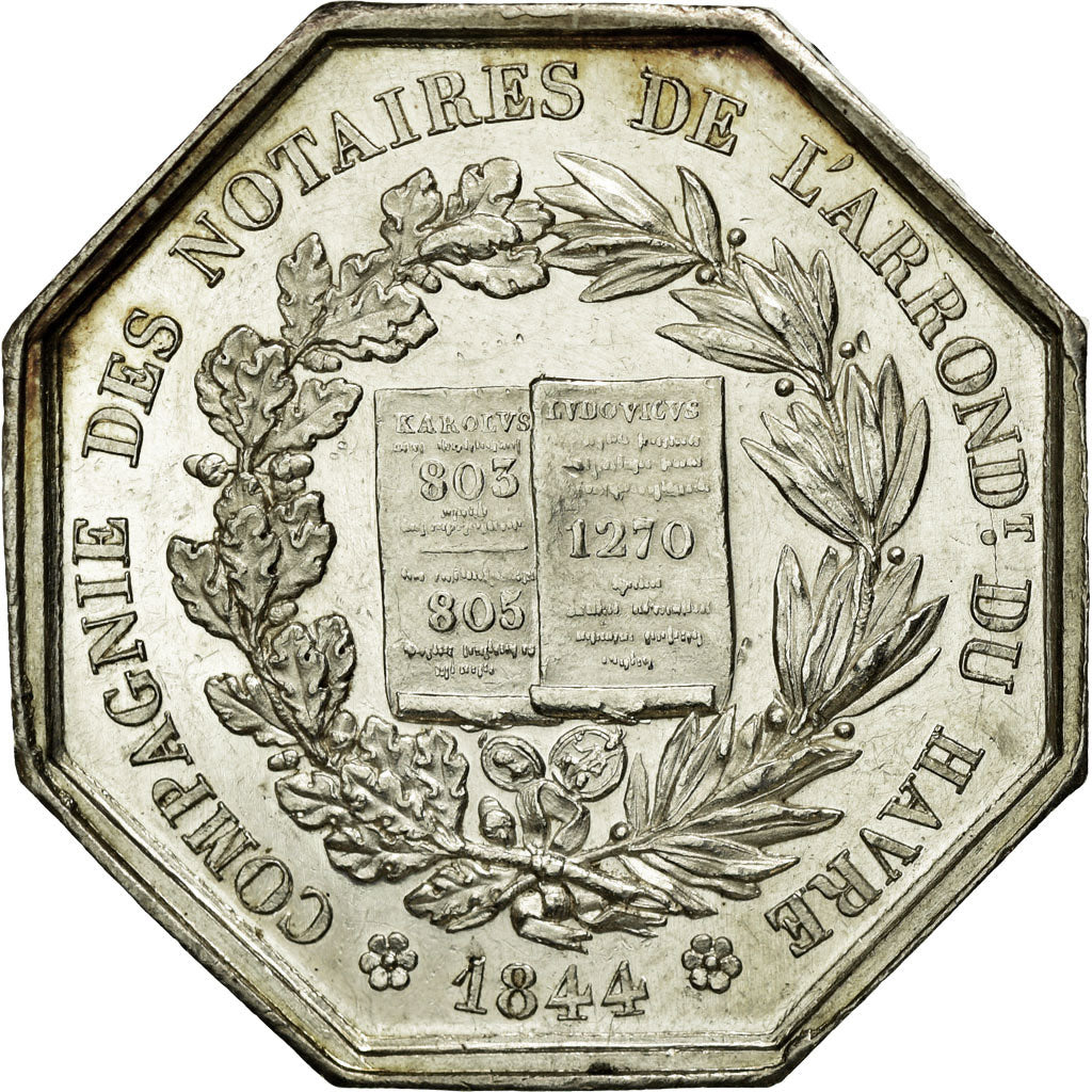 France, Token, Notary, 1844, AU(55-58), Silver, Lerouge:146