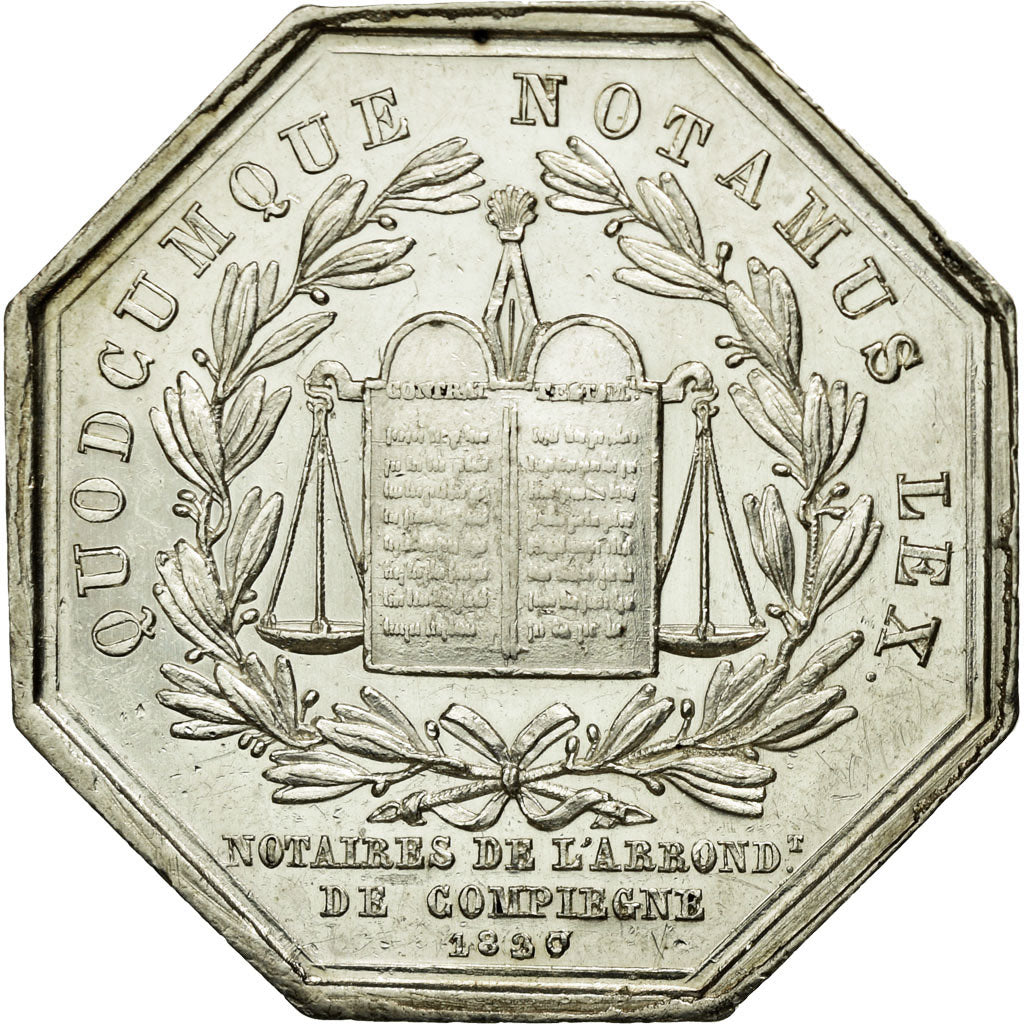 France, Token, Notary, 1830, MS(63), Silver, Lerouge:104a