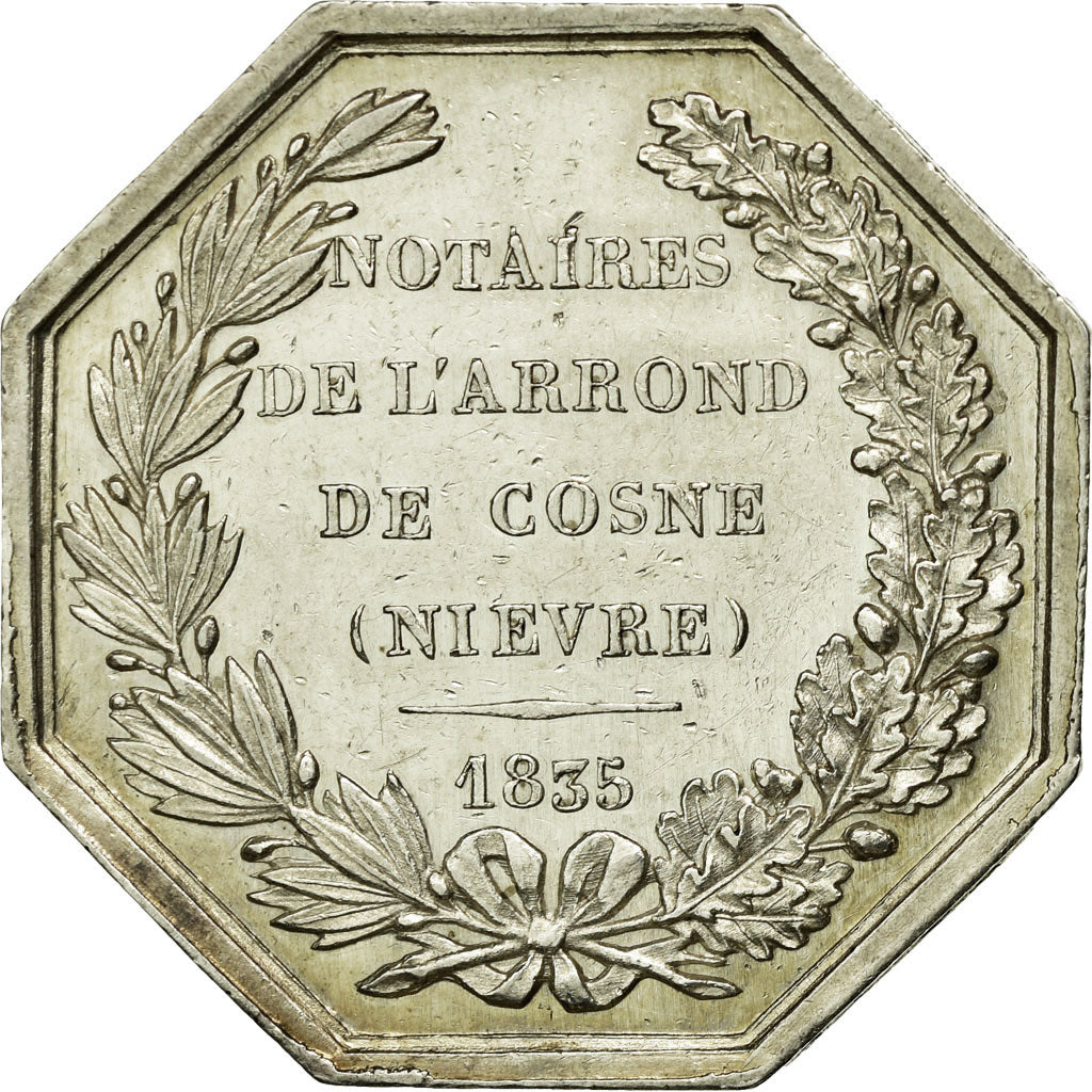 France, Token, Notary, 1835, AU(55-58), Silver, Lerouge:109