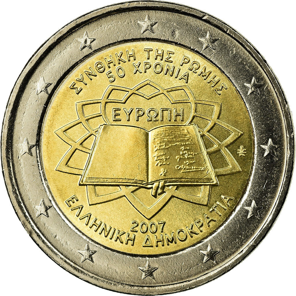 Greece, 2 Euro, Traité de Rome 50 ans, 2007, MS(63), Bi-Metallic, KM:216