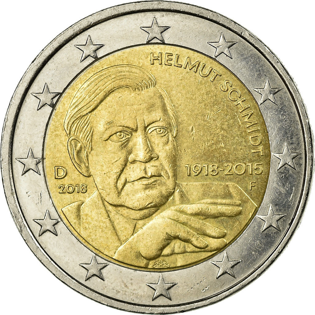 Alemania, 2 Euro, Helmut Schmidt, 2018, MBC, Bimetálico
