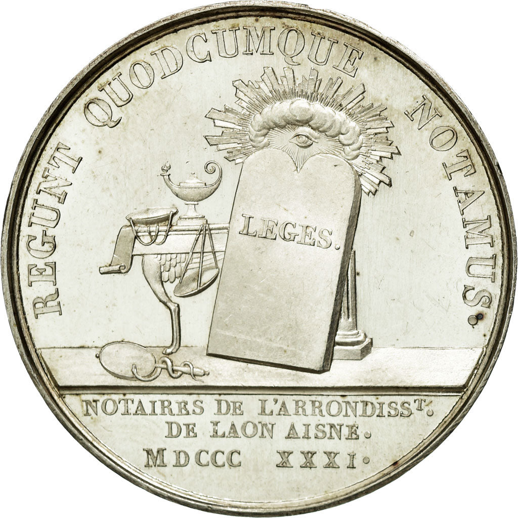 France, Token, Notary, 1831, MS(63), Silver, Lerouge:154