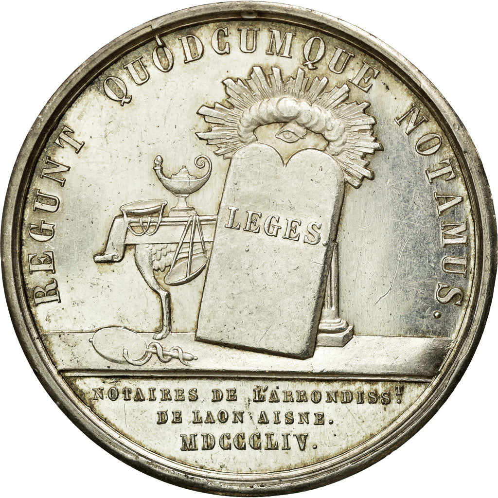 France, Jeton, Notary, 1854, SUP, Argent, Lerouge:156