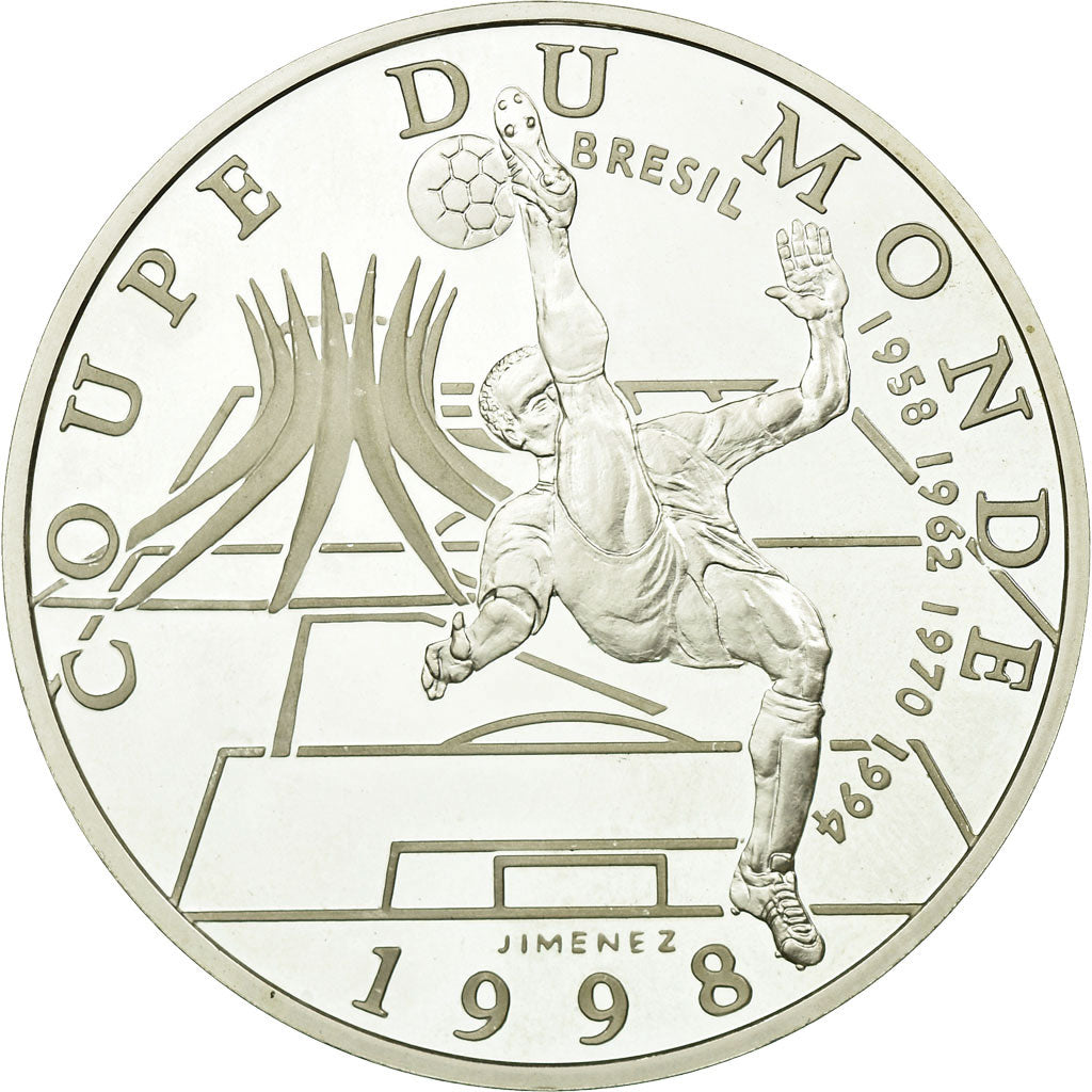 Moneta, Francja, Coupe du Monde - Brésil, 10 Francs, 1998, Paris, BE