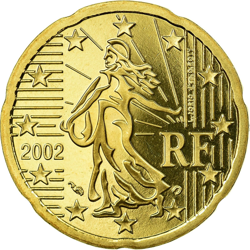 Francia, 20 Euro Cent, 2002, BE, FDC, Latón, KM:1286