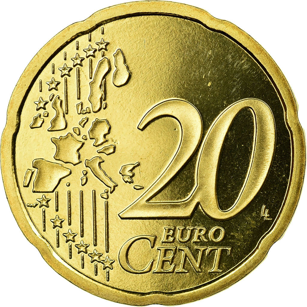 Francia, 20 Euro Cent, 2002, BE, FDC, Latón, KM:1286