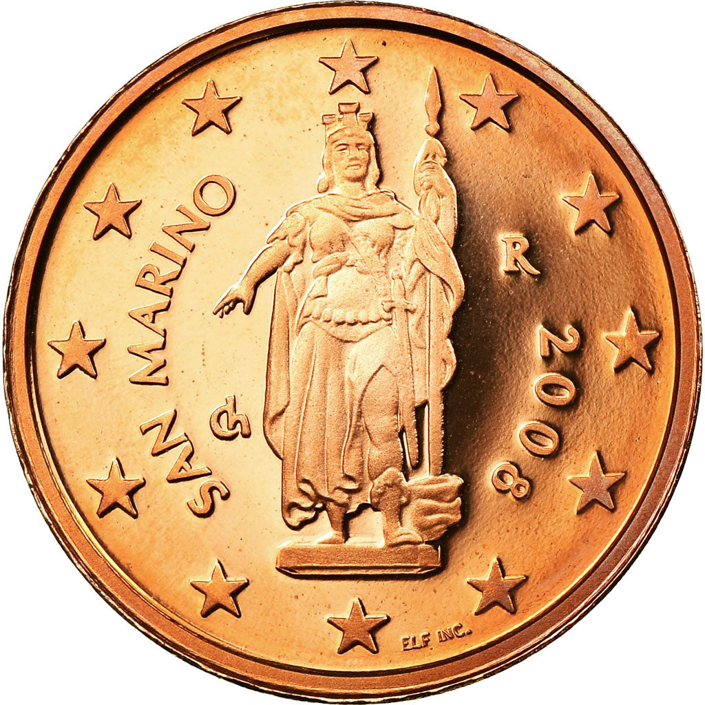 San Marino, 2 Euro Cent, 2008, Proof, STGL, Copper Plated Steel, KM:441