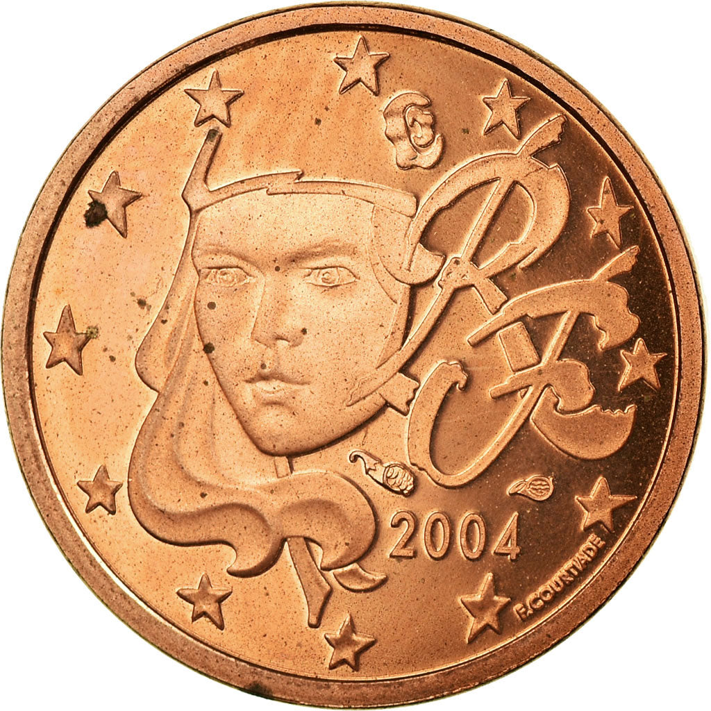 Francia, Euro Cent, 2004, BE, SC, Cobre chapado en acero, KM:1282