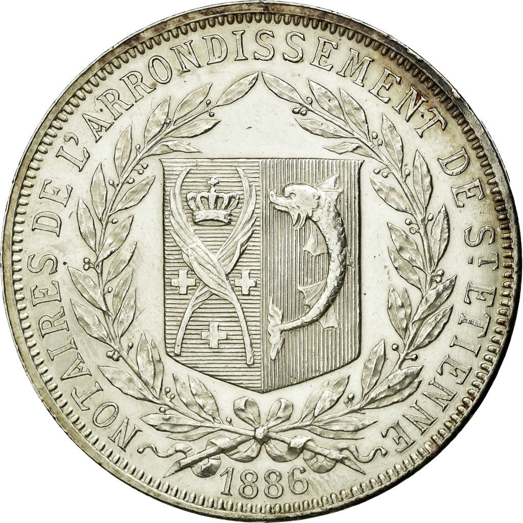 France, Token, Notary, 1886, MS(63), Silver, Lerouge:368