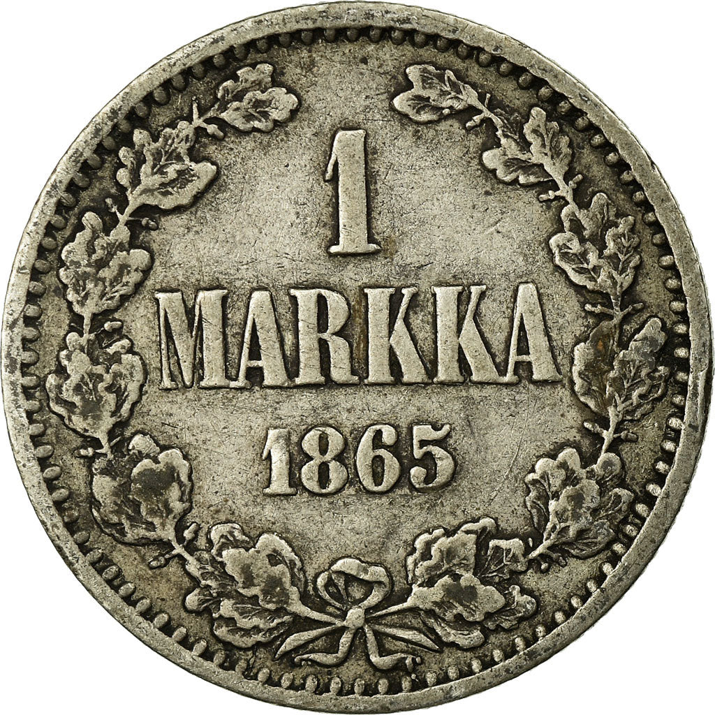 Munten, Finland, Alexander II, Markka, 1865, ZF, Zilver, KM:3.1
