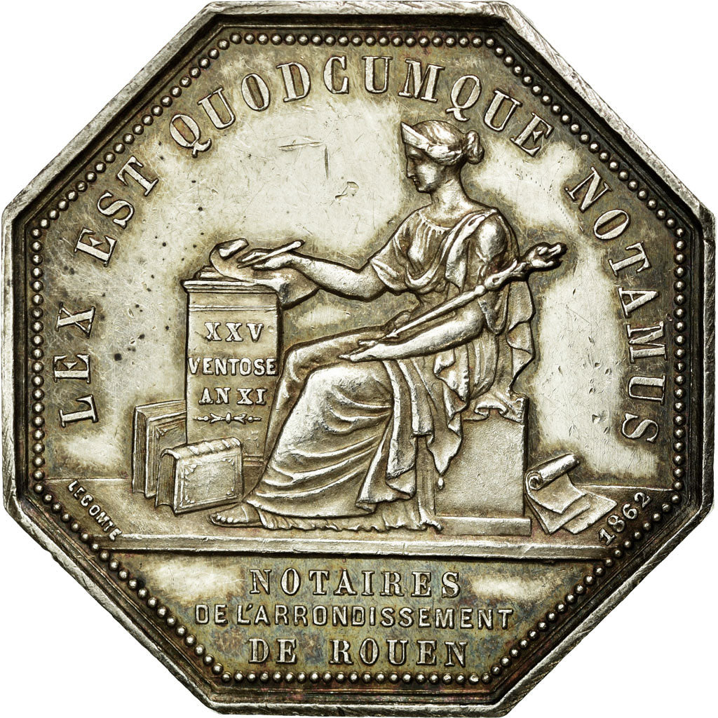 France, Token, Notary, 1862, AU(55-58), Silver, Lerouge:362