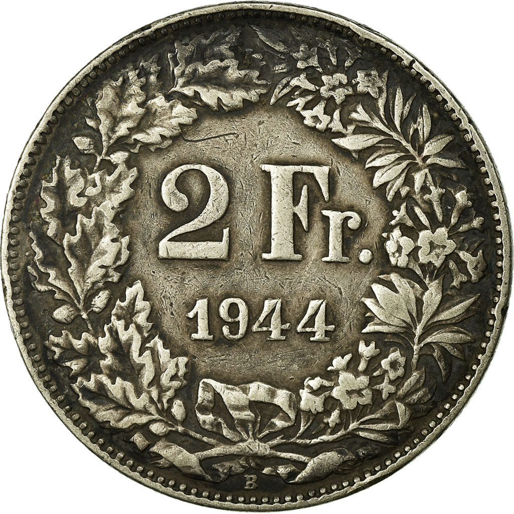 Moneta, Svizzera, 2 Francs, 1944, Bern, BB, Argento, KM:21