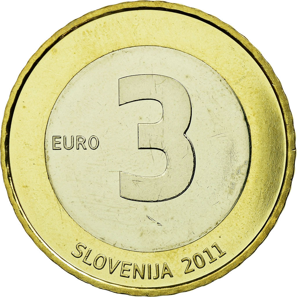 Slovenia, 3 Euro, 2011, MS(60-62), Bi-Metallic, KM:101
