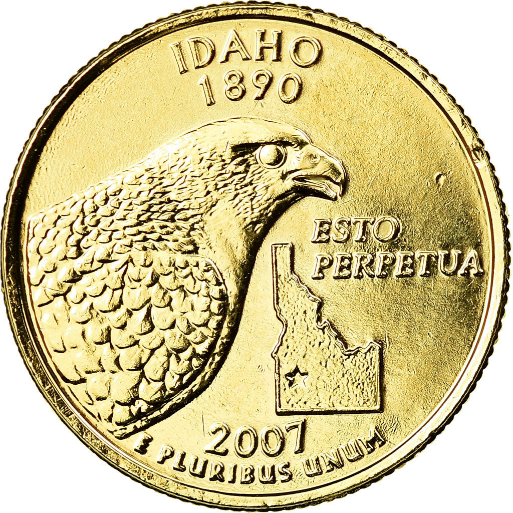 Munten, Verenigde Staten, Idaho, Quarter, 2007, U.S. Mint, Denver, golden, PR+