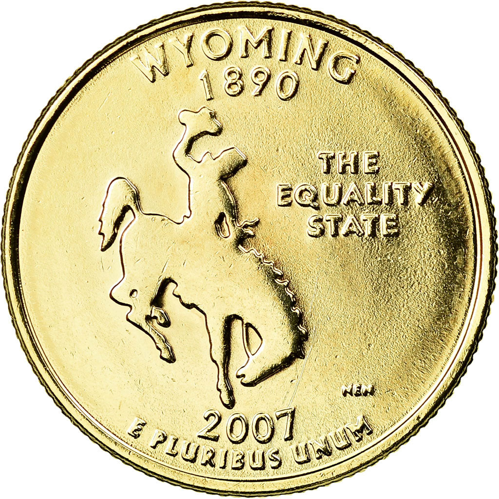 Moneta, USA, Wyoming, Quarter, 2007, U.S. Mint, Denver, golden, MS(60-62)