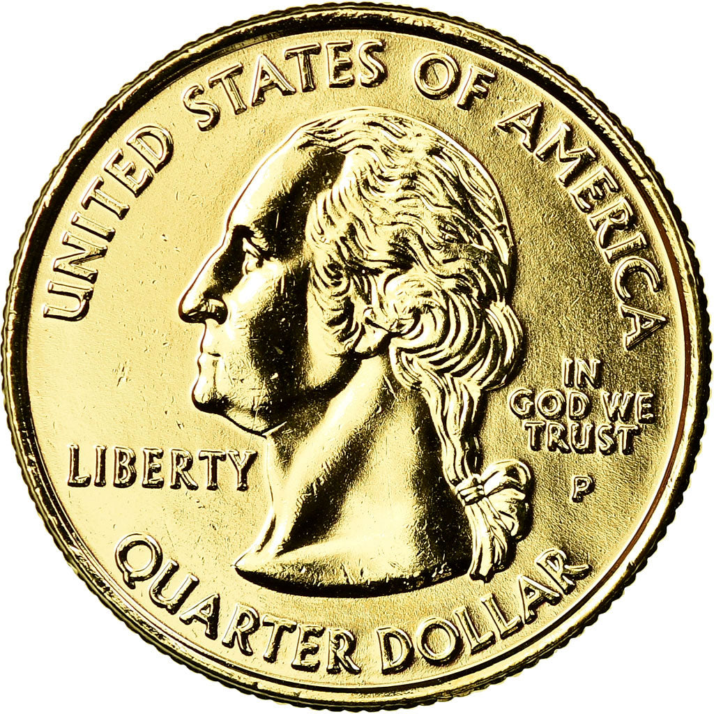 Moneta, USA, Illinois, Quarter, 2003, U.S. Mint, Philadelphia, golden