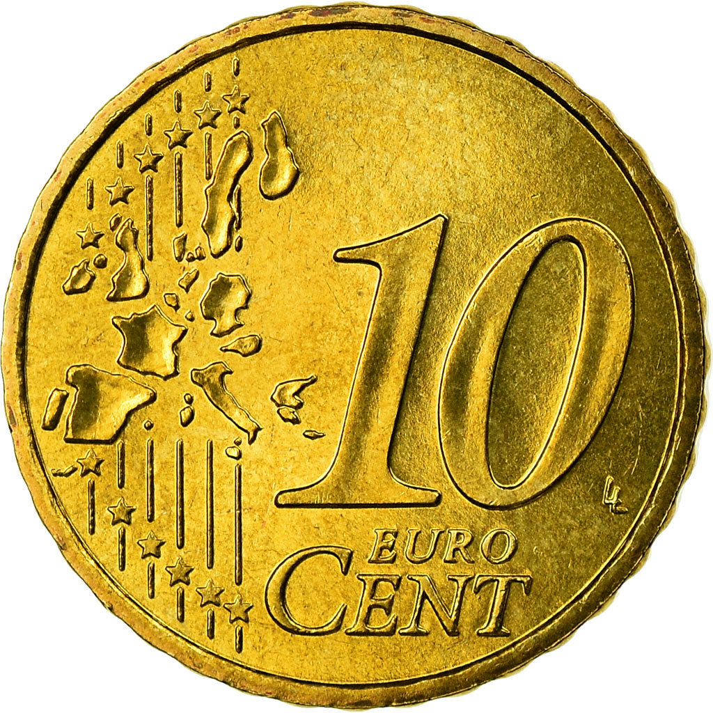 França, 10 Euro Cent, 2001, EF(40-45), Latão, KM:1285