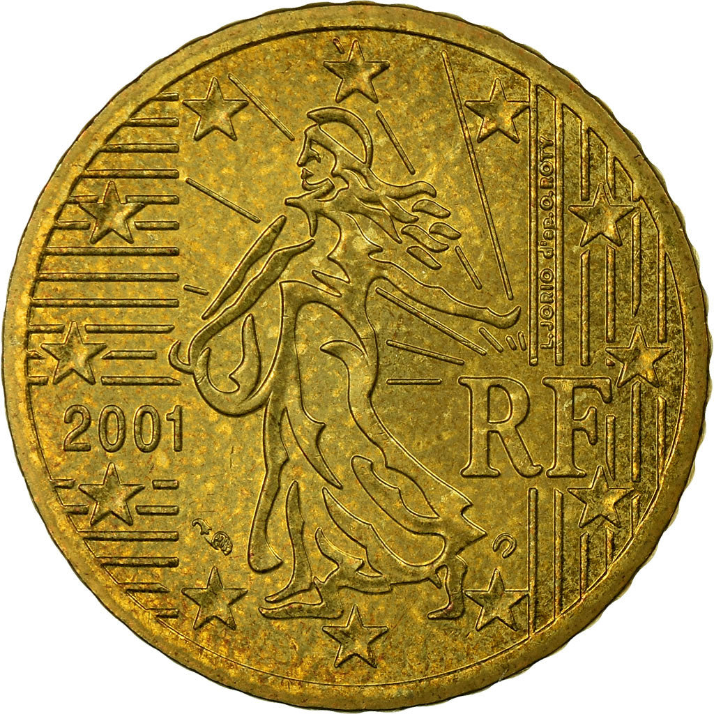 Francia, 50 Euro Cent, 2001, BB, Ottone, KM:1287