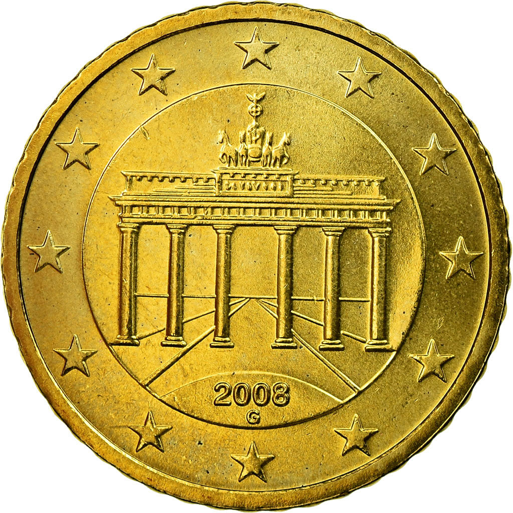 ALEMANIA - REPÚBLICA FEDERAL, 50 Euro Cent, 2008, SC, Latón, KM:256
