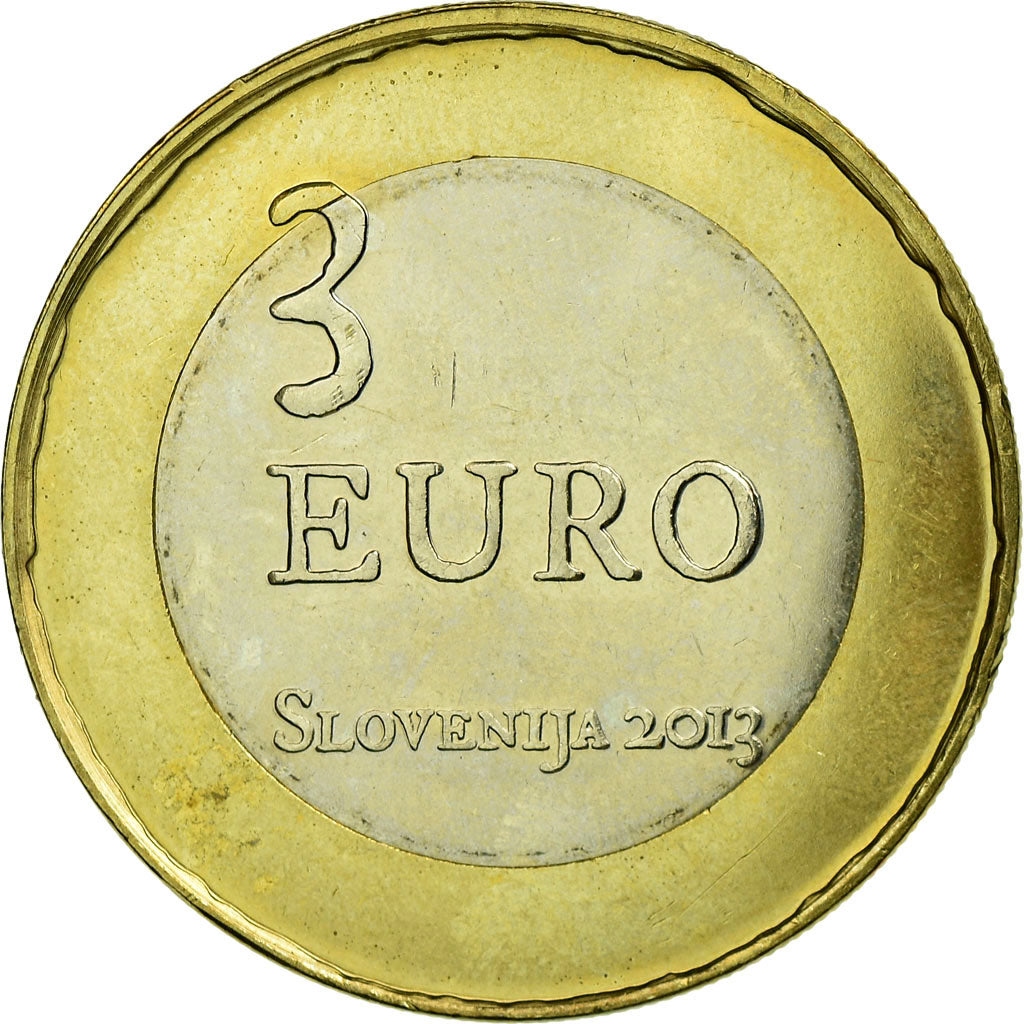 Słowenia, 3 Euro, 2013, AU(55-58), Bimetaliczny, KM:108