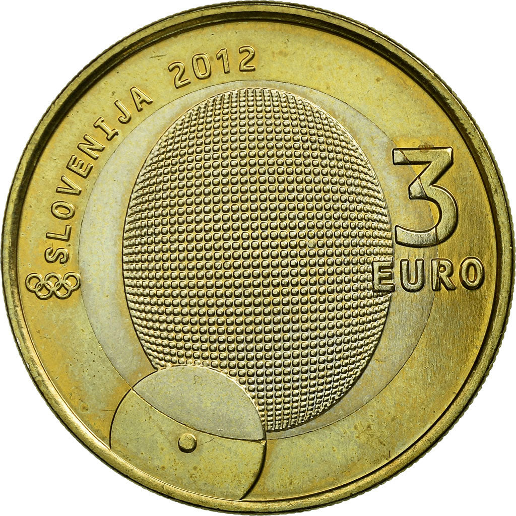 Słowenia, 3 Euro, 1er médaillé olympique, 2012, MS(63), Bimetaliczny, KM:109
