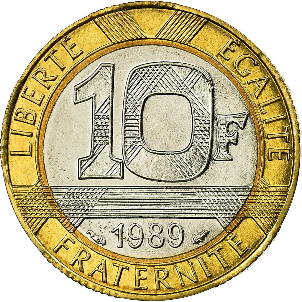 Munten, Frankrijk, Génie, 10 Francs, 1989, Paris, ZF+, Bi-Metallic, KM:964.1