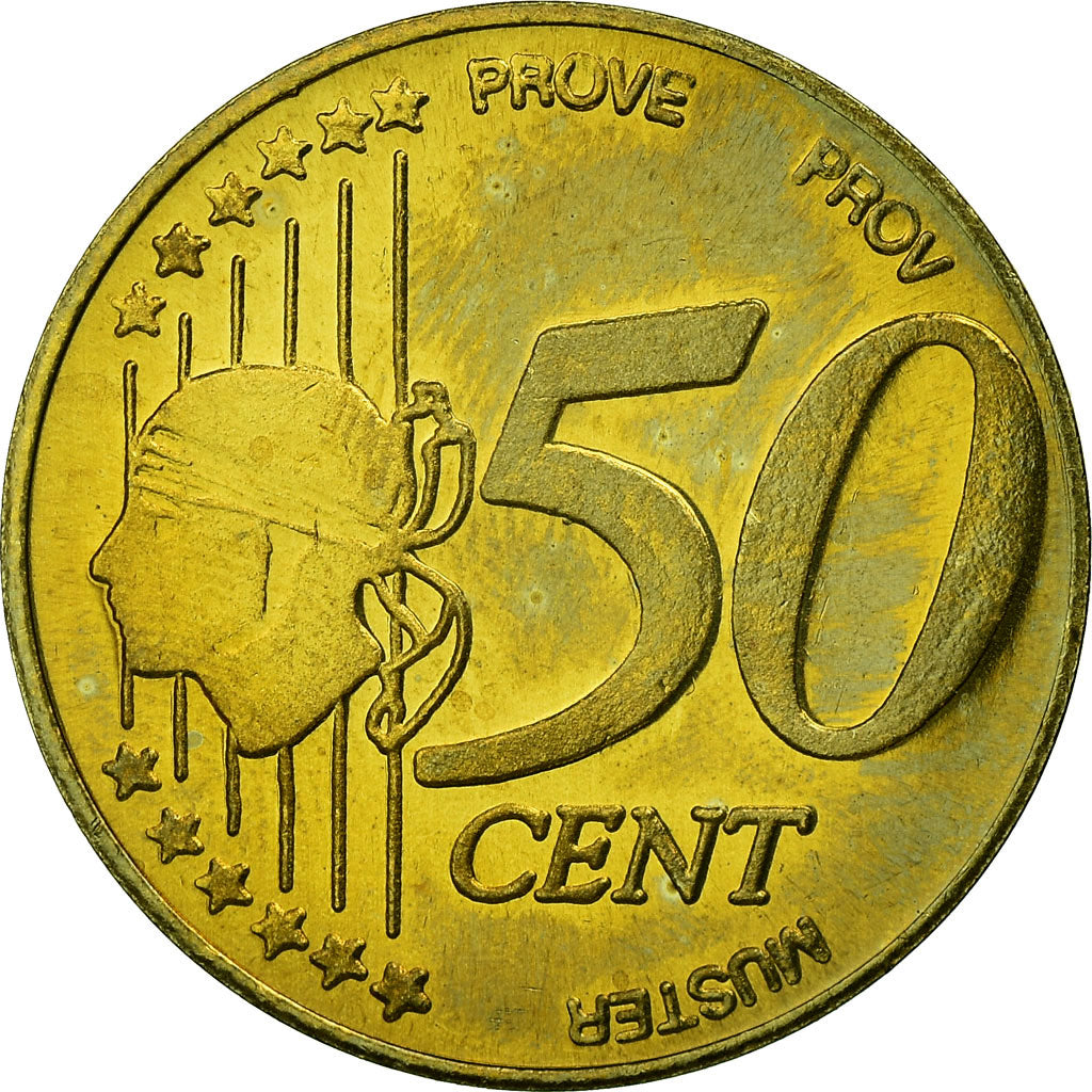 France, Fantasy euro patterns, 50 Euro Cent, Corse, 2004, MS(63), Brass