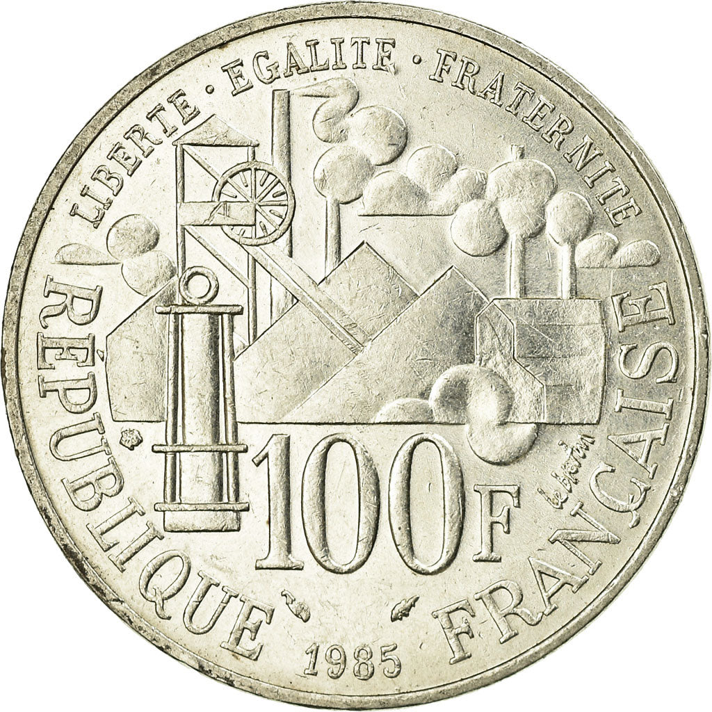 Munten, Frankrijk, Germinal, 100 Francs, 1985, PR, Zilver, KM:957, Gadoury:900