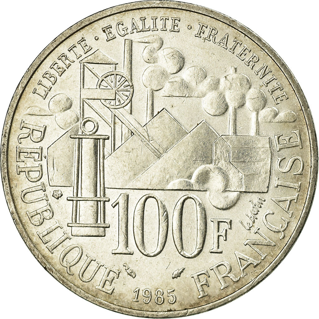 Munten, Frankrijk, Germinal, 100 Francs, 1985, PR, Zilver, KM:957, Gadoury:900