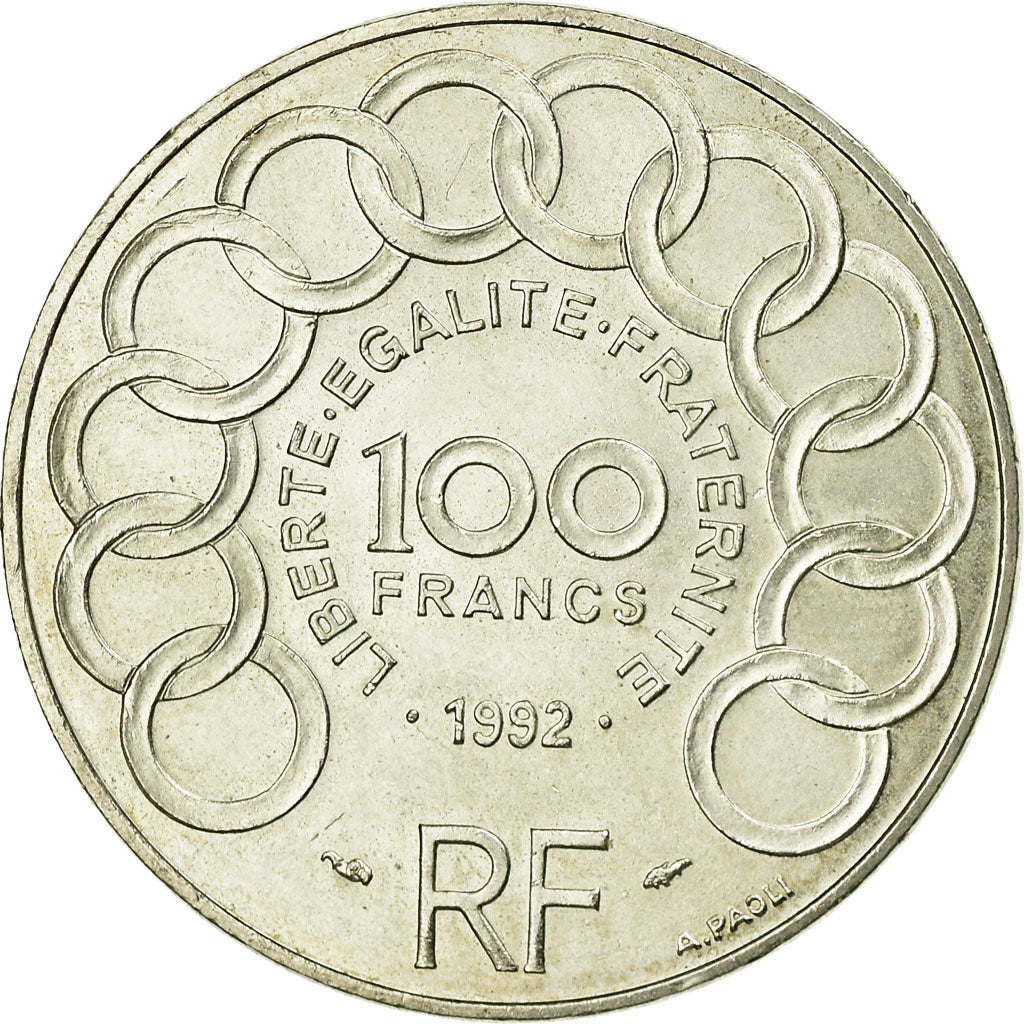 Münze, Frankreich, Jean Monnet, 100 Francs, 1992, VZ, Silber, KM:1120