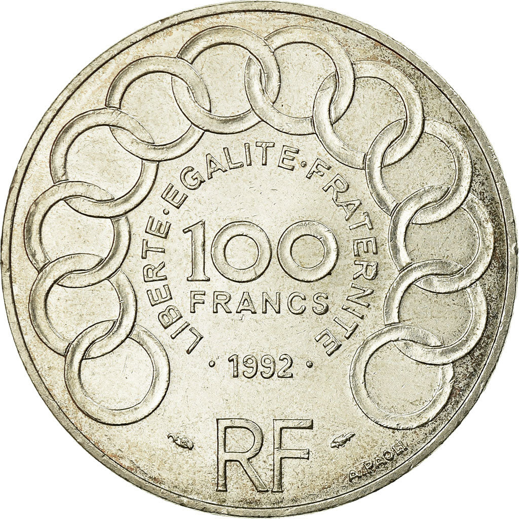 Coin, France, Jean Monnet, 100 Francs, 1992, AU(55-58), Silver, KM:1120