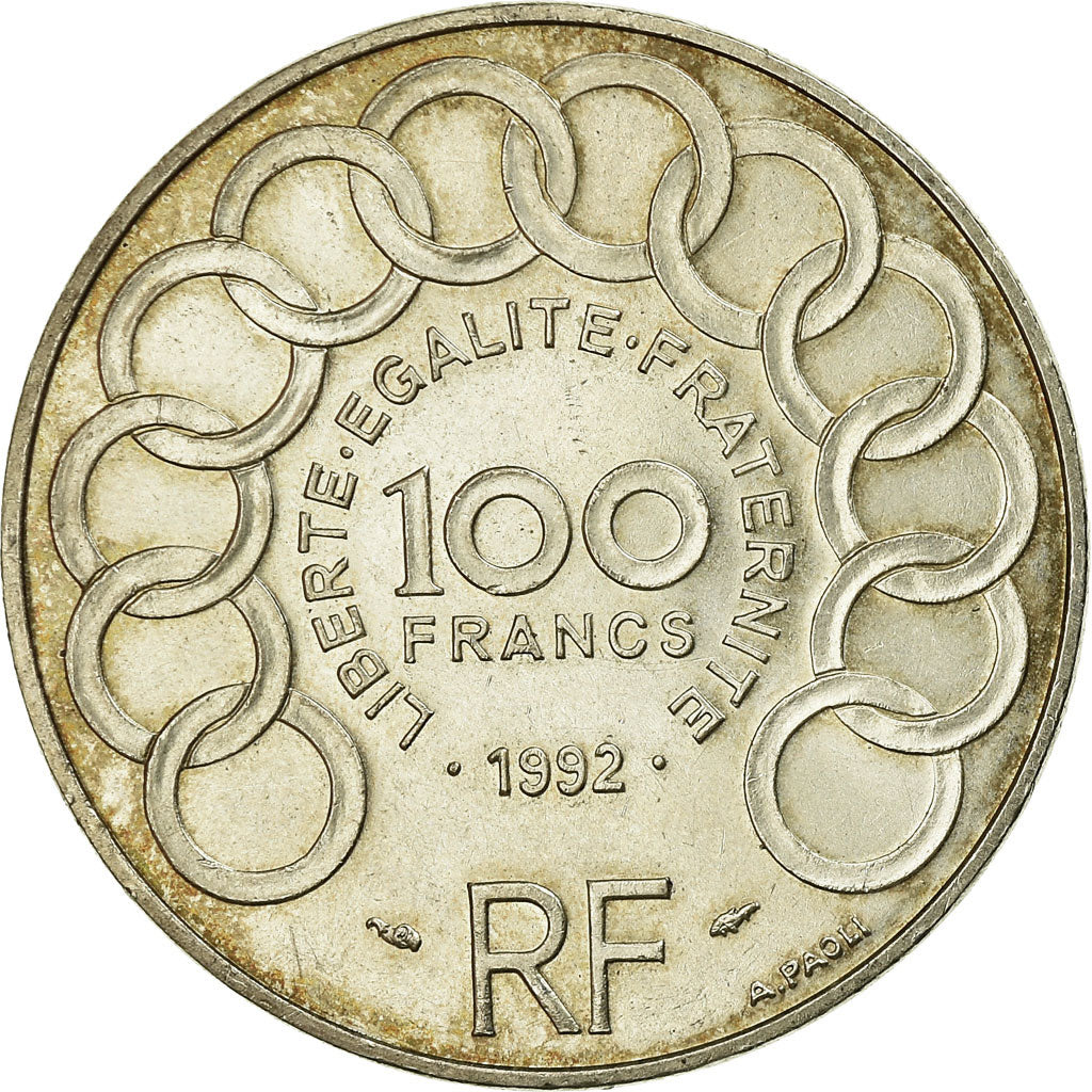 Münze, Frankreich, Jean Monnet, 100 Francs, 1992, VZ, Silber, KM:1120